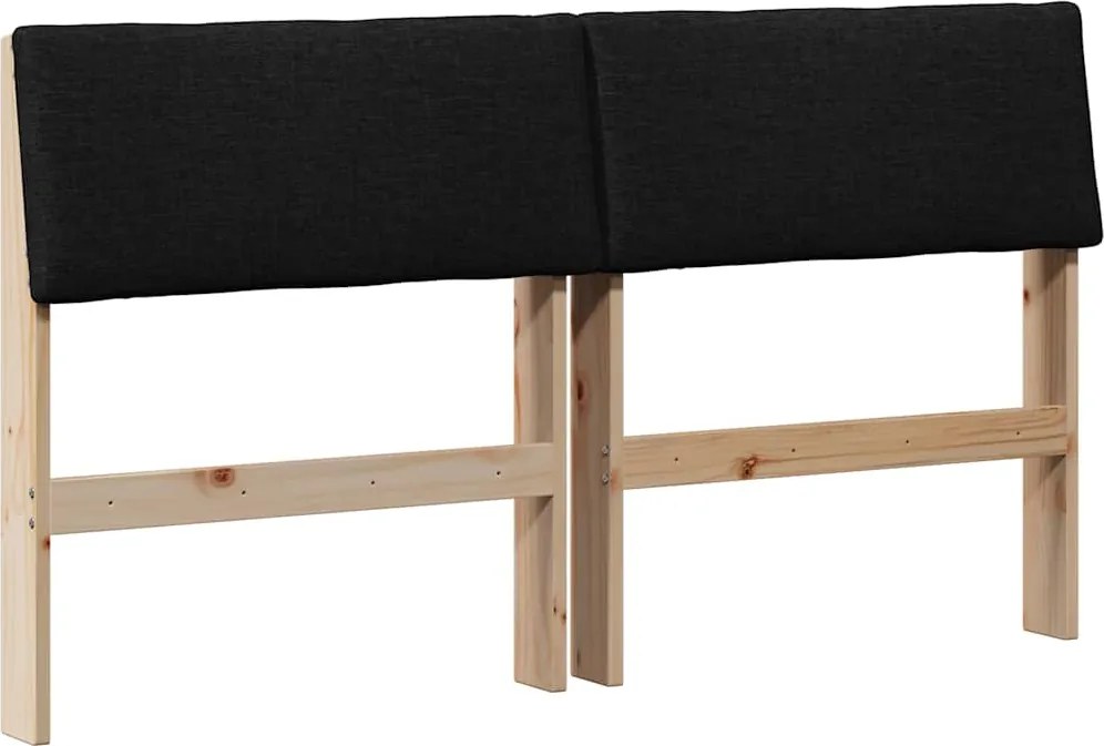 vidaXL Tăblie tapițată Negru 135 cm Lemn de pin masiv