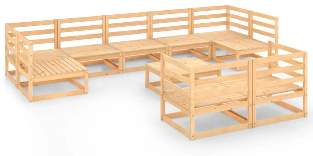 3076204 vidaXL Set mobilier de grădină, 10 piese, lemn masiv de pin
