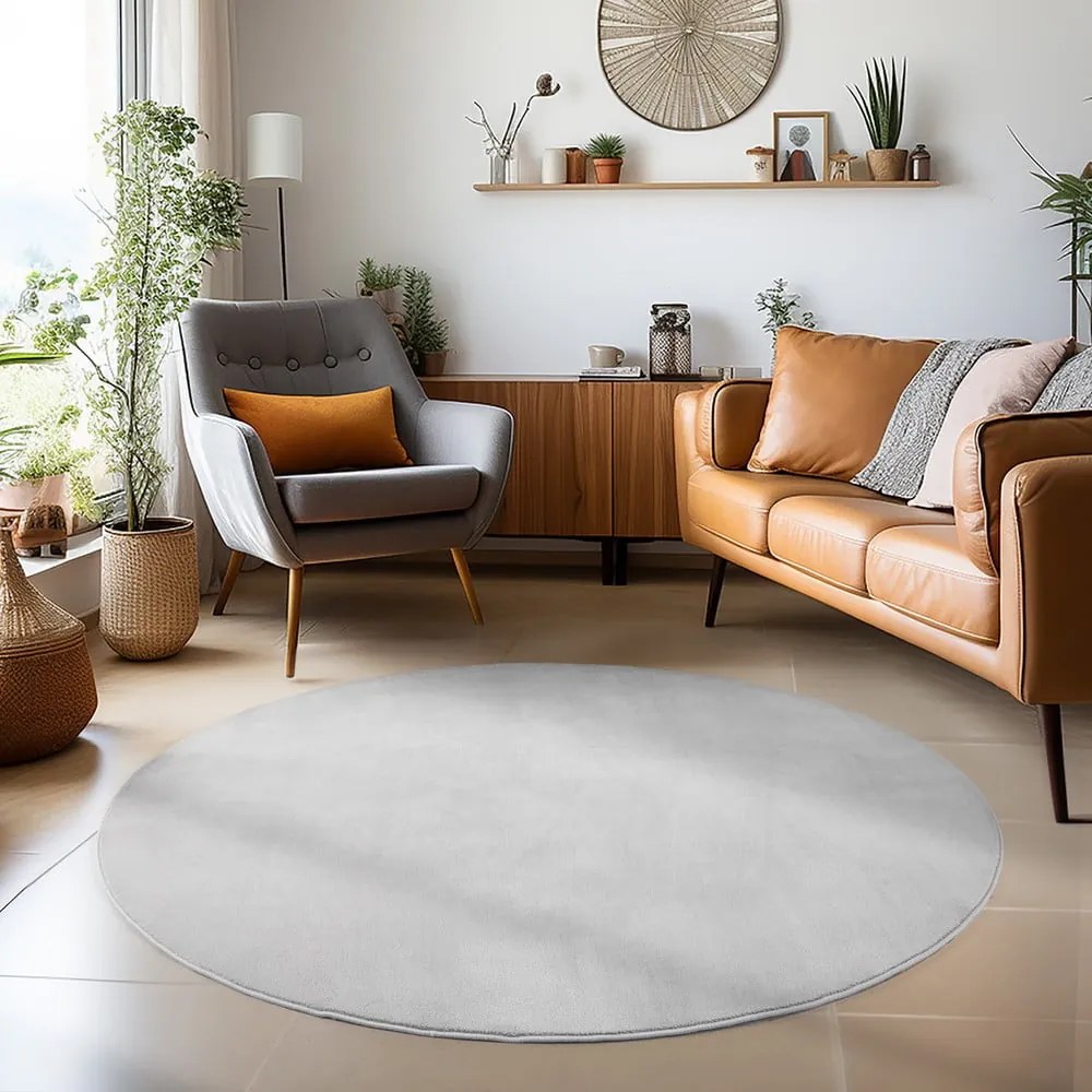 Covor gri deschis lavabil rotund ø 120 cm Sky – Ayyildiz Carpets