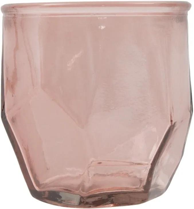 Suport lumânare din sticlă reciclată Mauro Ferretti Stone, ⌀ 9 cm, roz