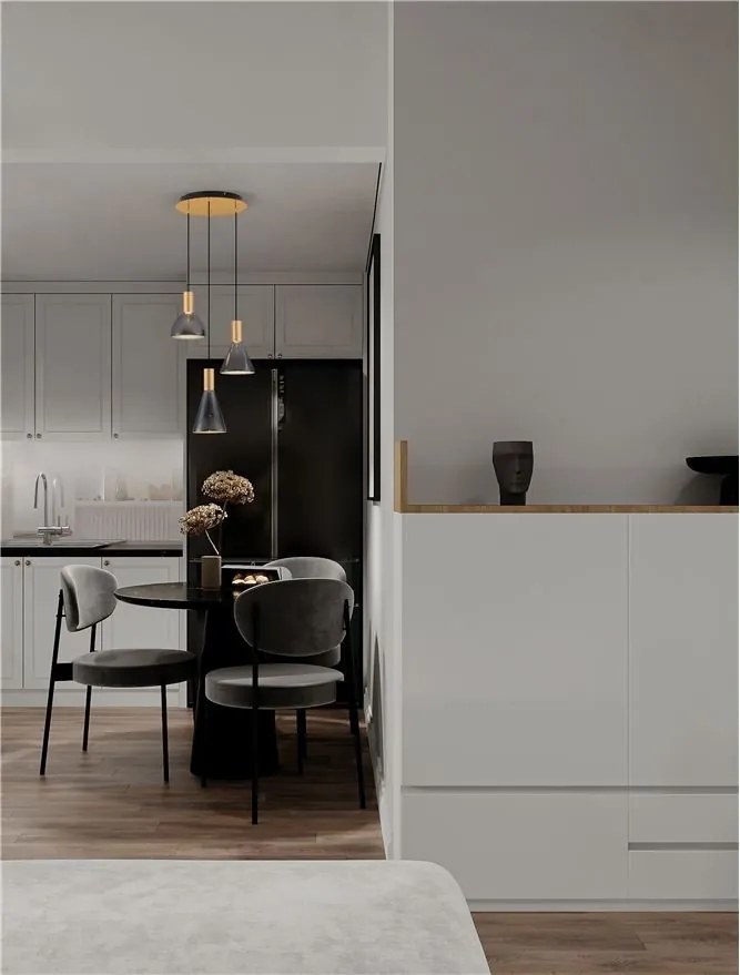 Lustra moderna cu 3 pendule LED, Metal, Sticla, Fumuriu, Voi