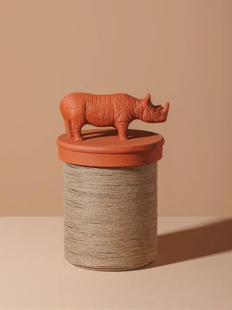 Cutie decorativa, din sticla si rasina, Rhinoceros