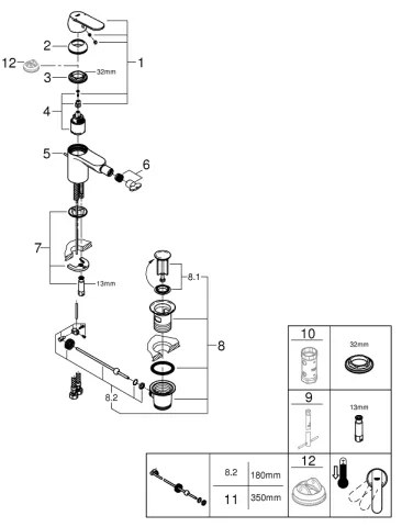 GROHE 32885000 - Baterie pentru bideu GET DN 15, crom lucios