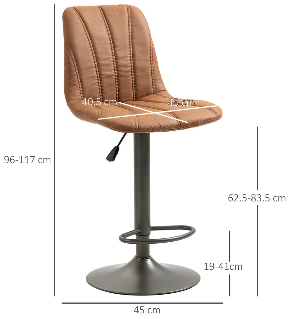 Scaune de bar vintage reglabile, set 2 piese 45x54x96-117cm, maro si gri HOMCOM | Aosom RO