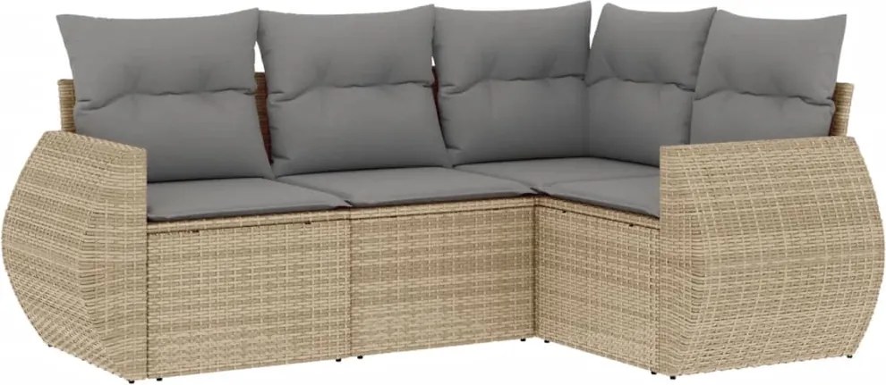 vidaXL Set canapele de grădină, 4 piese, cu perne, bej, poliratan