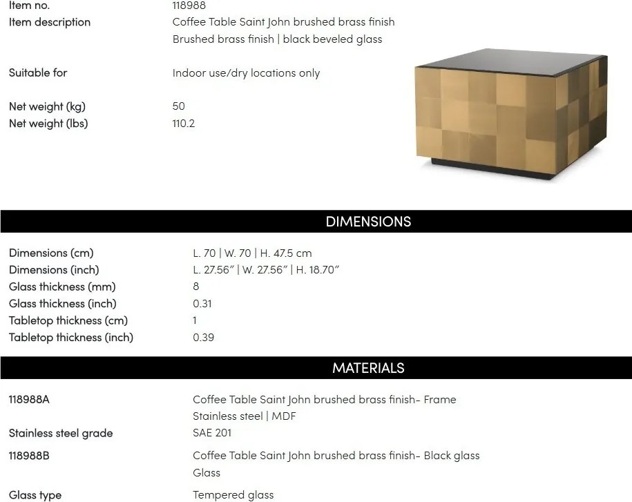 Masuta de cafea design LUX Saint John