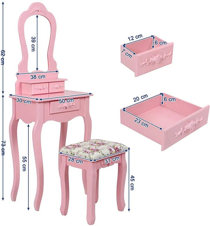 Masă de toaletă Madame “Pink” Clotilde