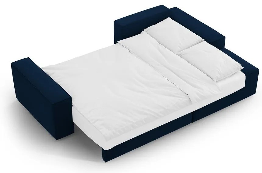 Colțar albastru închis extensibil/cu spațiu de depozitare cu tapițerie din catifea (cu colț pe partea dreaptă/cu șezlong) Jodie – Micadoni