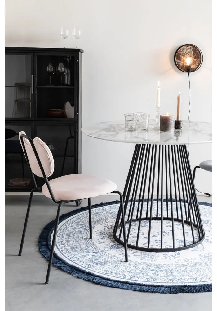 Masă de dining rotundă cu blat cu aspect de marmură ø 110 cm Floris – White Label