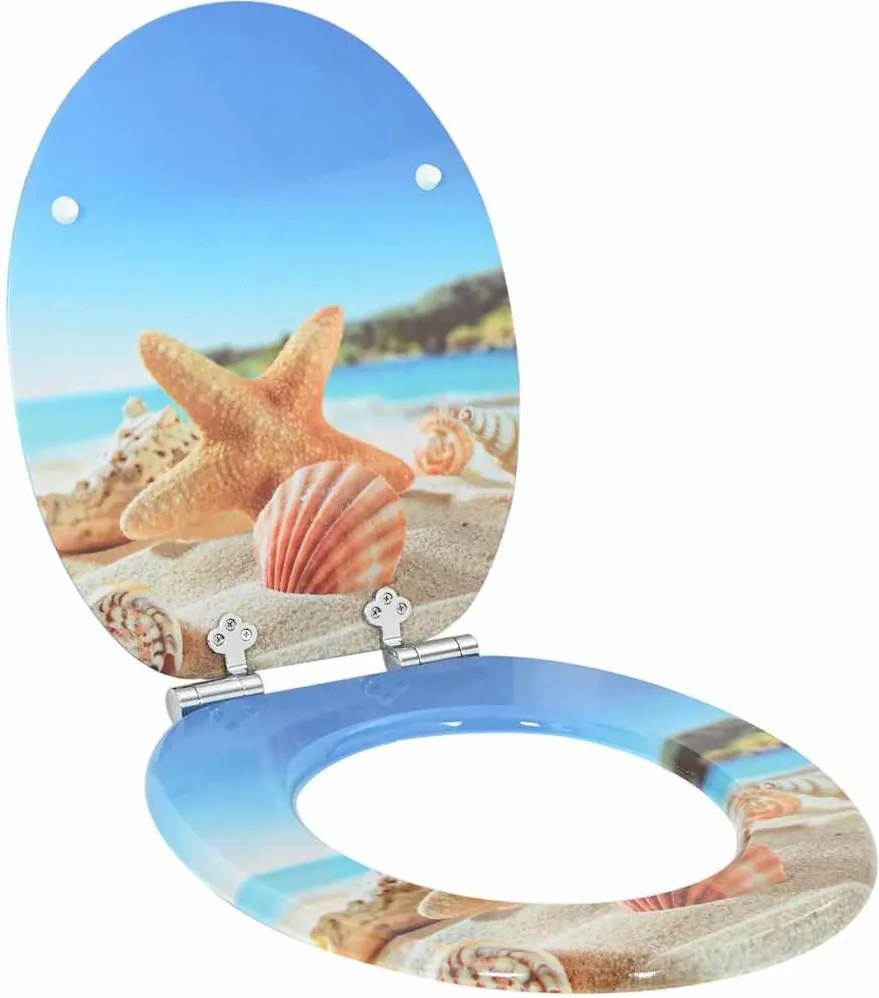 vidaXL Capac de toaletă cu închidere lentă Scoica Mării 44 x 38 cm