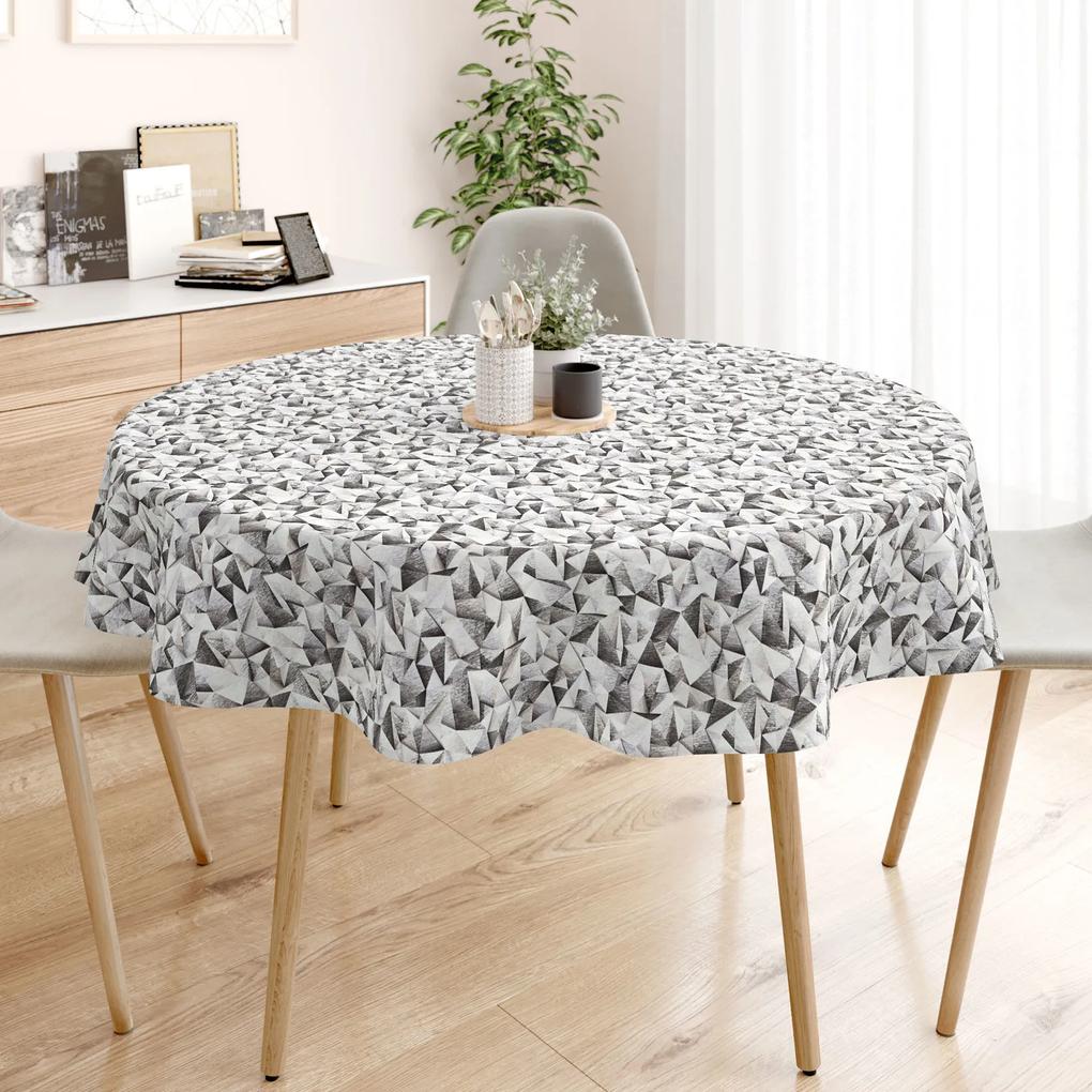 Goldea față de masă decorativă loneta - forme gri - rotundă Ø 100 cm