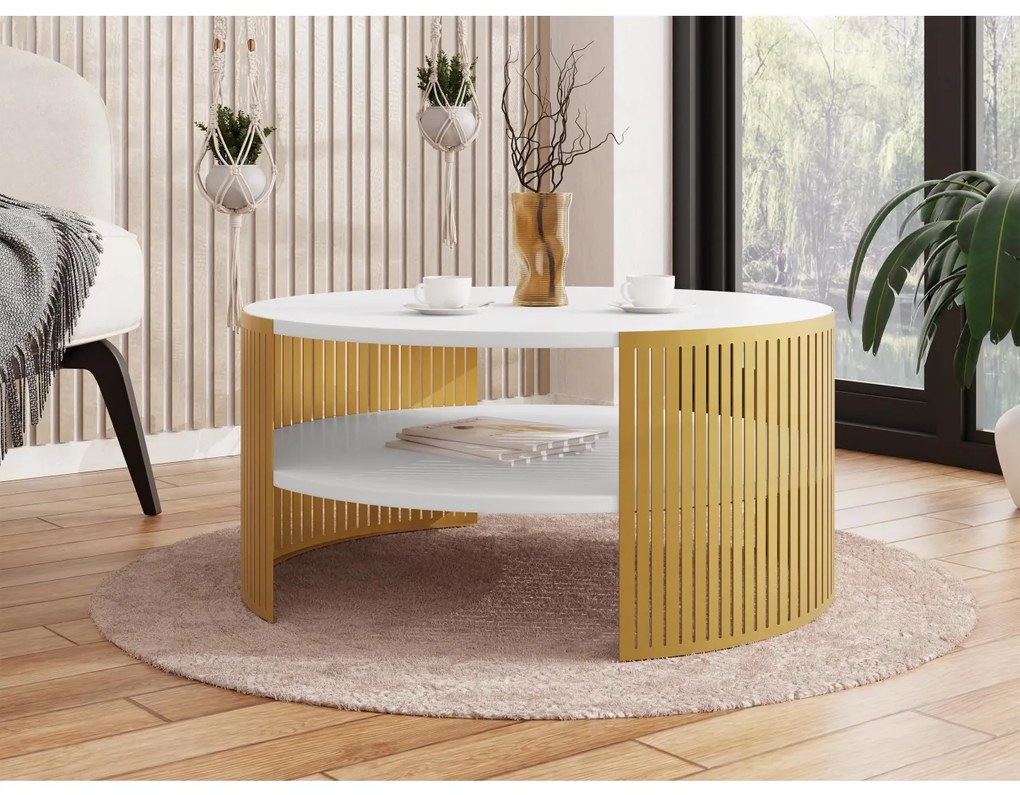 Măsuță de cafea Zentono Gold (auriu + Alb arctic) . 1103773