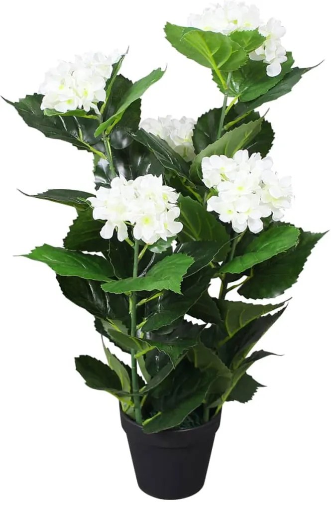 vidaXL Plantă artificială Hydrangea cu ghiveci, 60 cm, alb