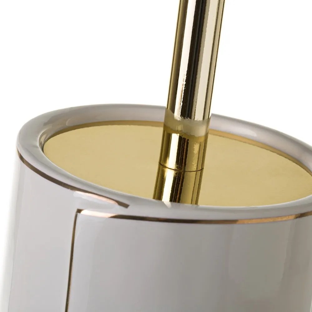 Perie de WC albă din ceramică Gold Lining – Casa Selección