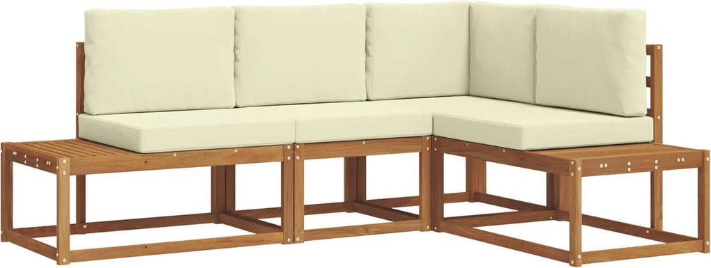 vidaXL Set de canapele de exterior cu pernă 4 Bucată Natural și Crem