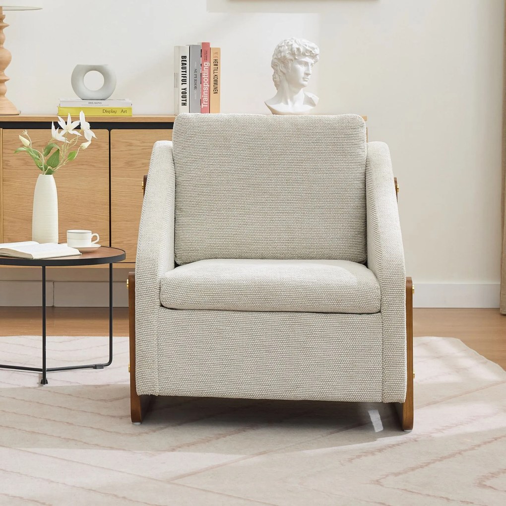 Scaun modern de accent pentru living, Bej | Aosom Romania