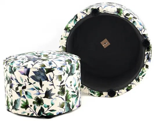 Set 2 tabureti tapitati cu imprimeu floral Indira multicolori/albi