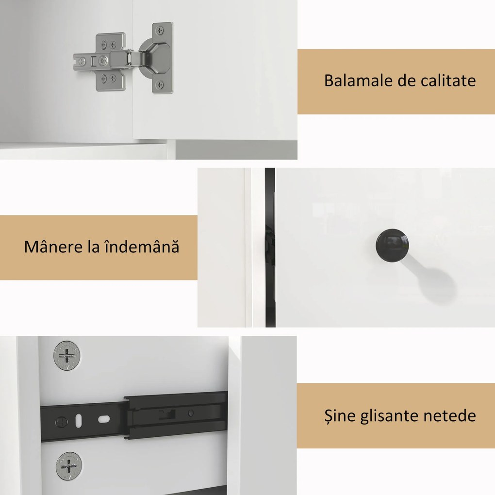 HOMCOM Dulap Înalt de Baie cu 2 Compartimente, 3 Rafturi Deschise și Sertar, 20x20x178 cm, Alb | Aosom Romania