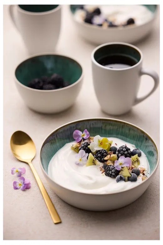 Bol alb/verde din gresie 400 ml Gastro White/Green – Bitz