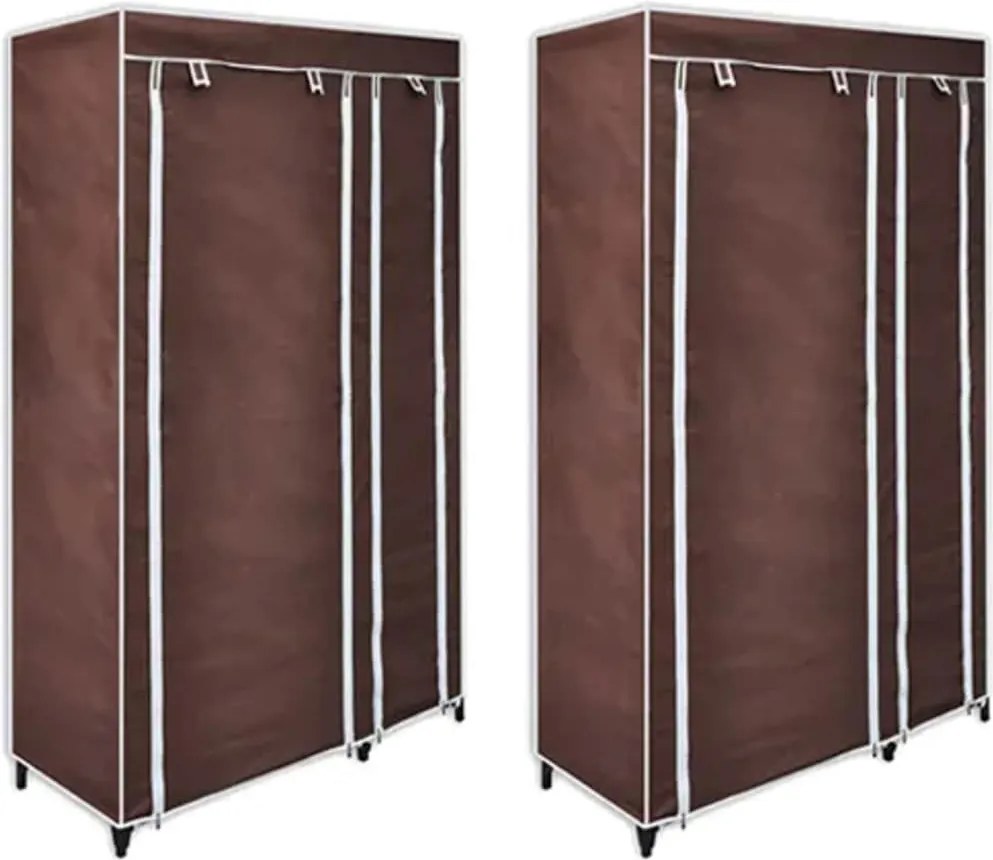 vidaXL Dulapuri de haine, material textil, 2 buc, maro