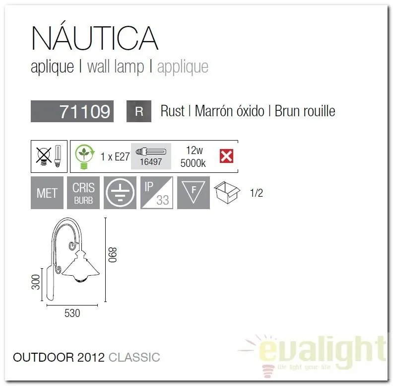 Aplica de perete exterior IP33 Nautica 71109