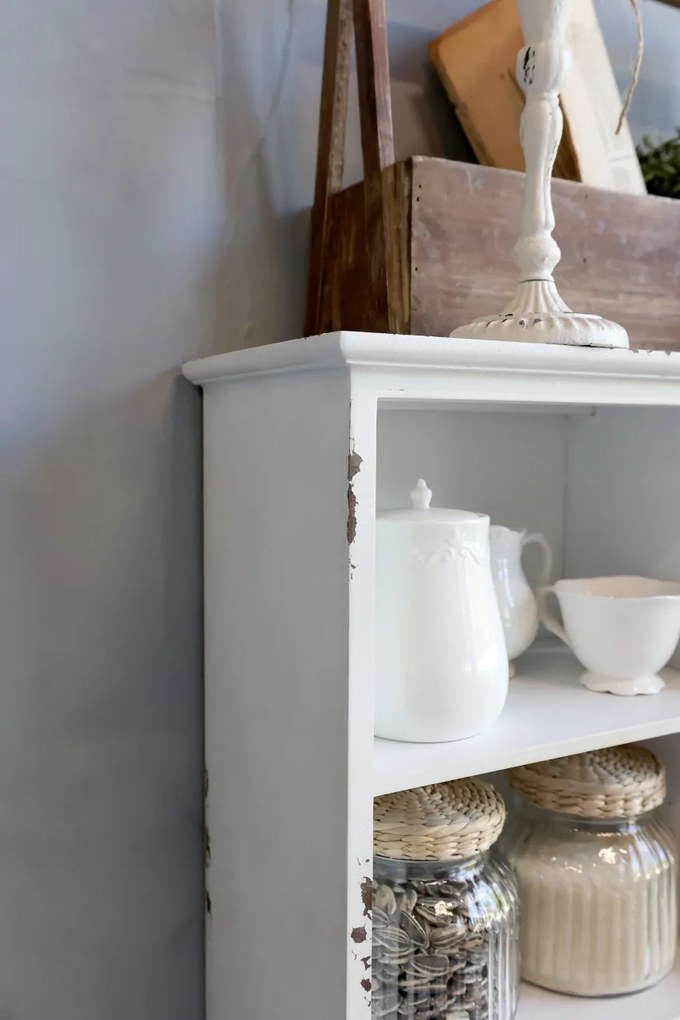 Etajera de perete shabby chic, din lemn reciclat si metal