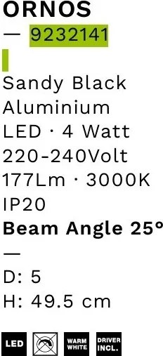 Plafoniera/Spot LED reglabil stil minimalist ORNOS negru H-49,5cm