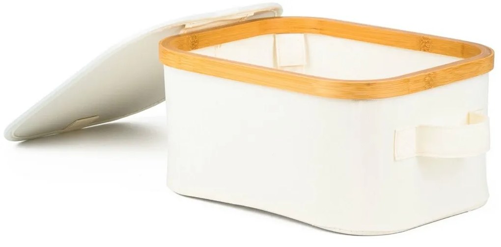 Cutie de depozitare G21 24 x 30 x 15 cm, dinbambus cu capac, bej