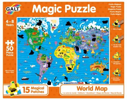 Magic puzzle Galt, harta lumii cu animale, 1005464