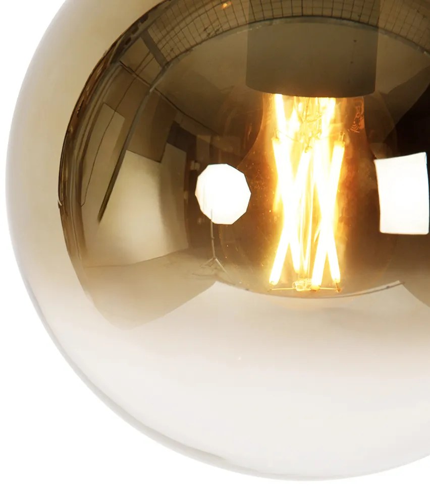 Lampă suspendată inteligentă neagră cu sticlă aurie 20 cm inclusiv Wifi A60 - Pallon