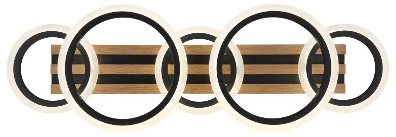 Plafoniera LED CCT BLEVINS riflaj MDF cu efect de lemn