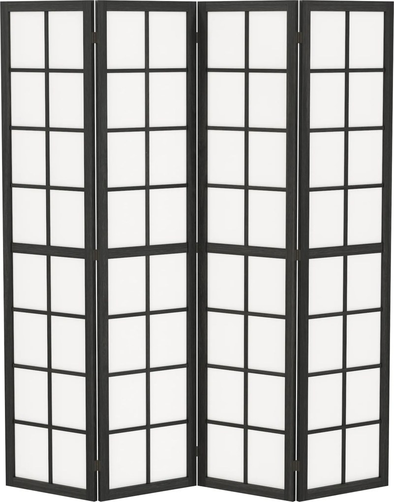 HOMCOM Paravan de Interior Pliabil cu 4 Panouri din Lemn și Material Nețesut, 160x170 cm, Negru și Alb | Aosom Romania