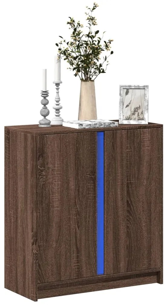 vidaXL Dulap cu LED, stejar maro, 77x34x85 cm, lemn prelucrat