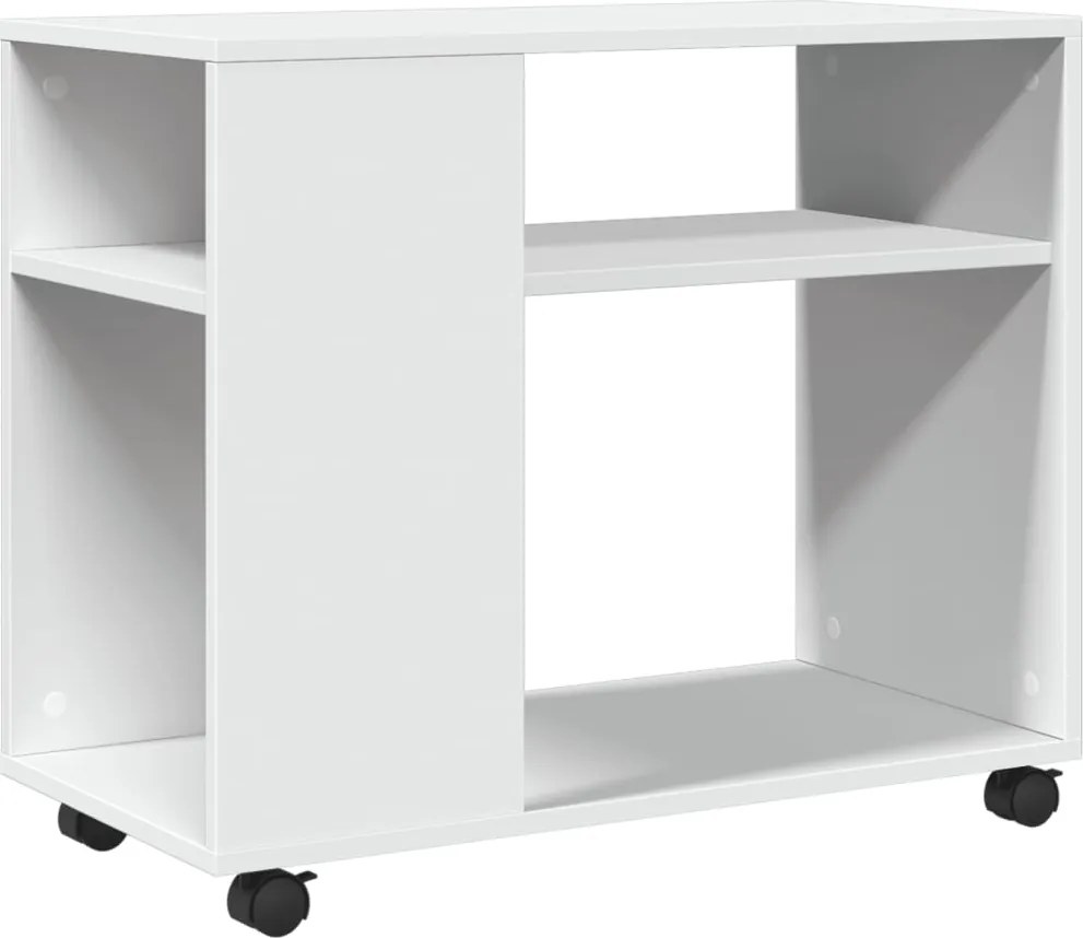 vidaXL Măsuță laterală cu roți, alb/maro, 70x35x60 cm lemn prelucrat