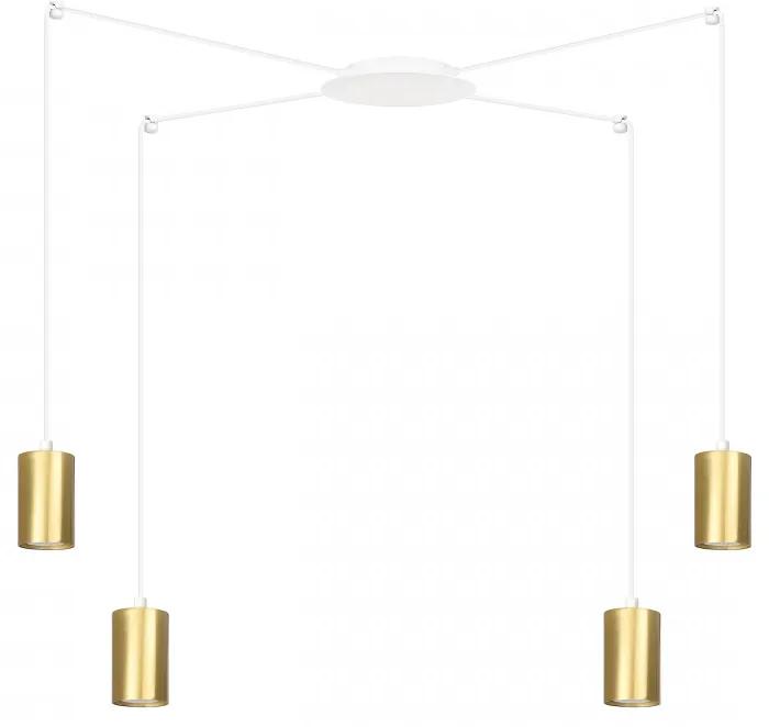 Lustra suspensie moderna alba cu 4 pendule aurii Traker