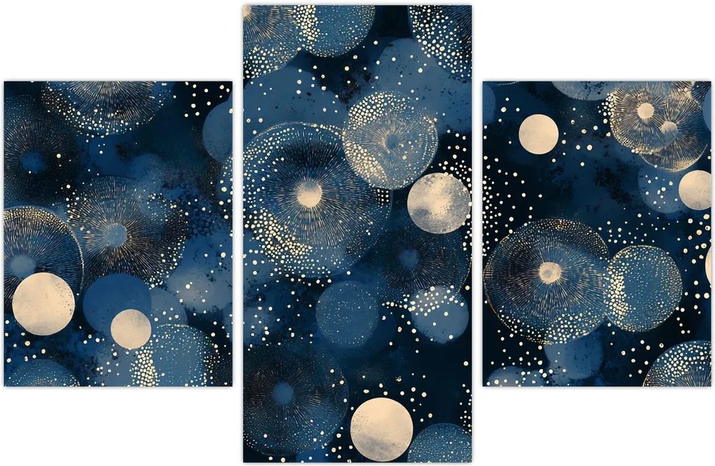 Tablou - Inele Albastru-Aurii (90x60 cm)