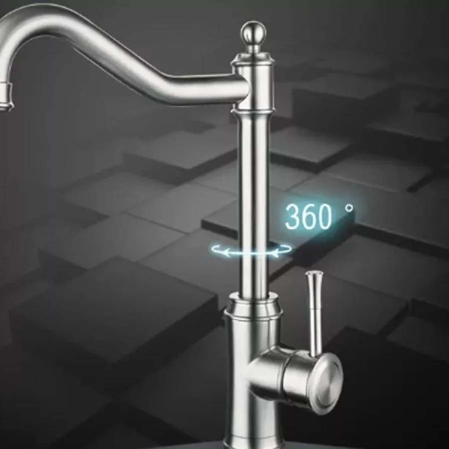 Baterie Bucătărie, Inox Satinat Model CF024 – Design Modern și Funcționalitate pentru Orice Bucătărie.