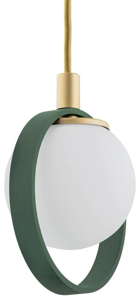Lustra cu 4 pendule design modern Saturnia auriu, verde