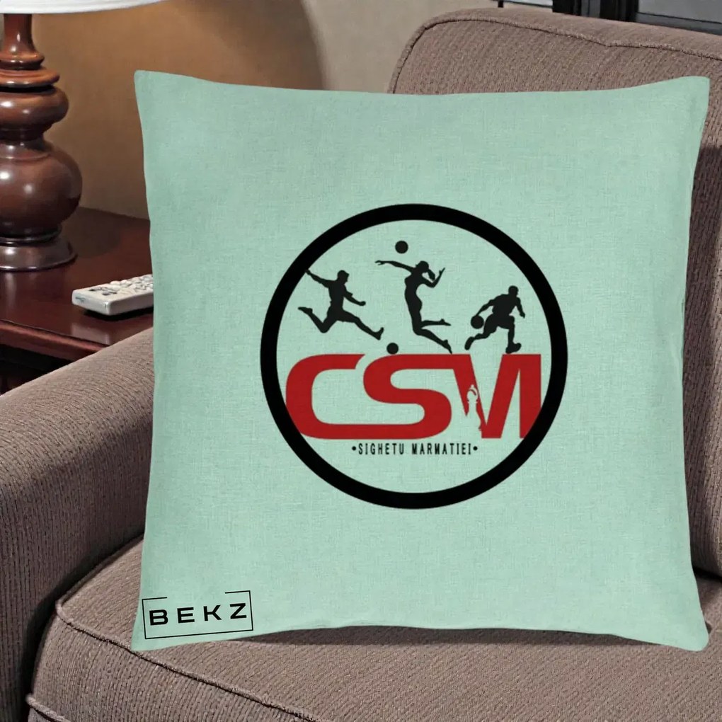 Perna Personalizata CSM Sighetu Marmatiei Sport, 40x40 cm, Verde Menta, Husa Detasabila, Perna Inclusa, BEKZ®