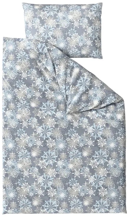 Lenjerie de pat din microfibra flanel SNOWFLAKE albastru-gri Dimensiune lenjerie de pat: 70 x 90 cm | 140 x 220 cm