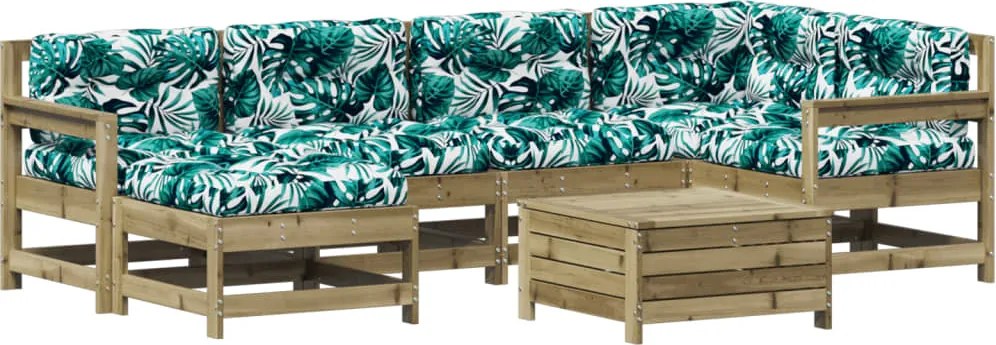 vidaXL Set mobilier de grădină cu perne, 7 piese, lemn de pin tratat