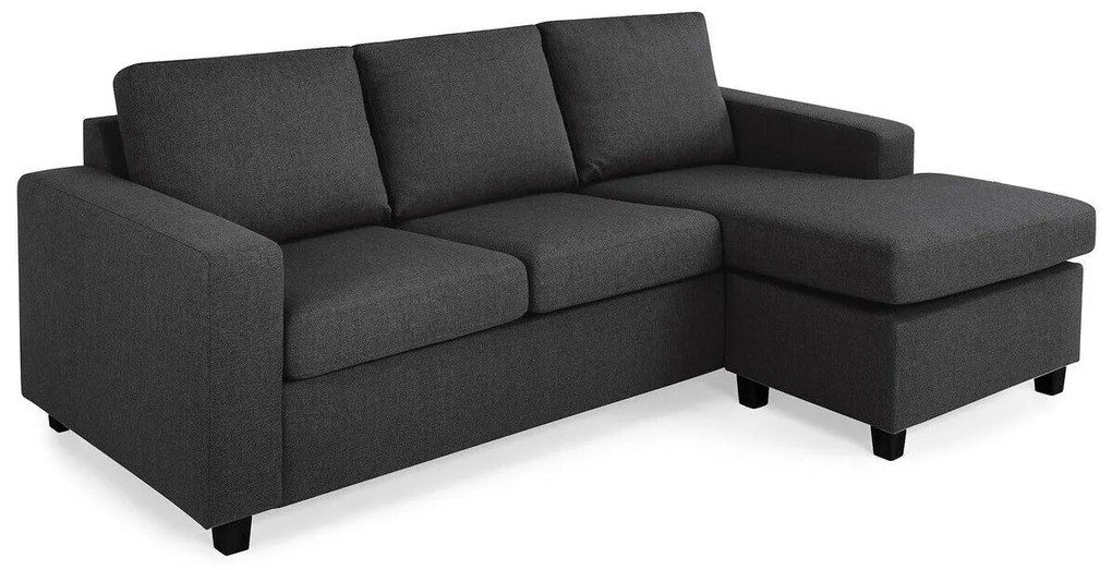 Colțar Scandinavian Choice C176Antracit, Negru, 214x143x80cm, Picioare: Plastic