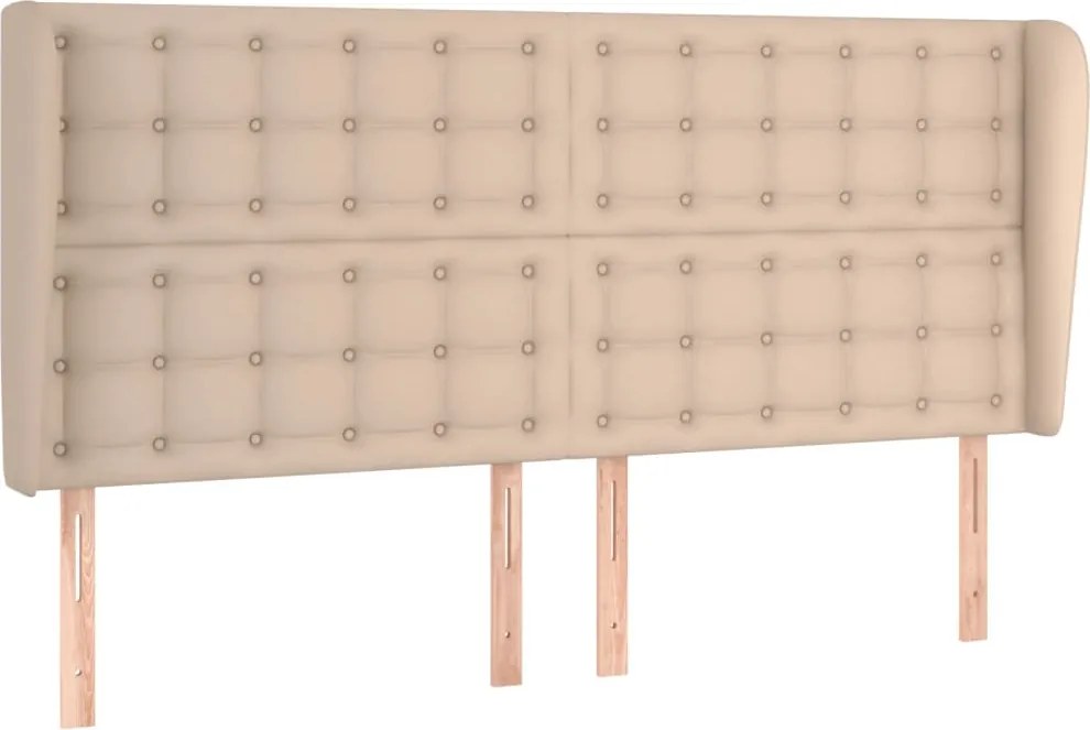 vidaXL Tăblie pat cu aripioare cappuccino 163x23x118/128 cm piele eco