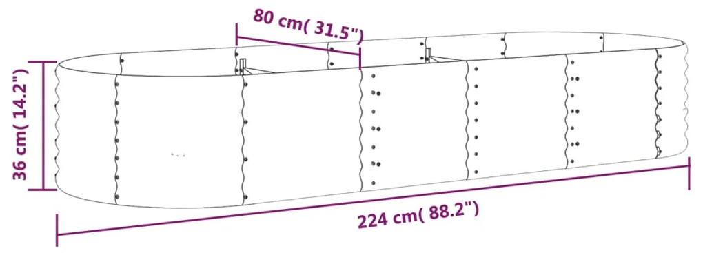 Jardiniera gradina gri 224x80x36 cm otel vopsit electrostatic 1, Gri, 224 x 80 x 36 cm