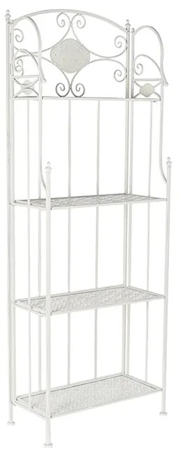 Etajera vintage din metal, Khora, alb, 61x29x163.5cm