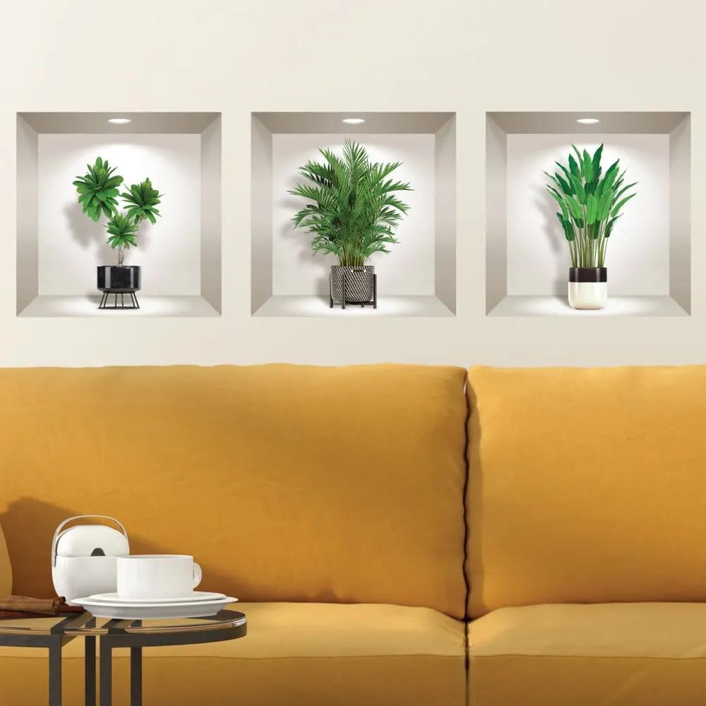 Set 3 autocolante 3D pentru perete Ambiance Indoor Plants