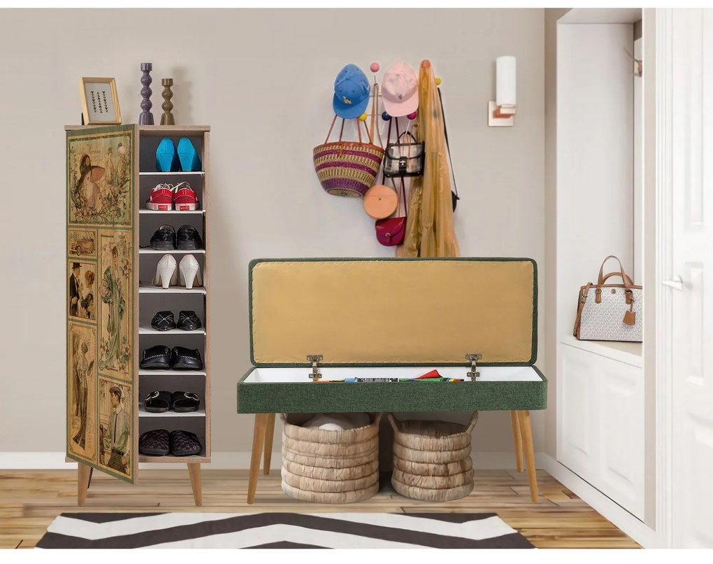 Mobilier pentru hol Feliz 732 (Stejar sonoma + Verde). 1089412
