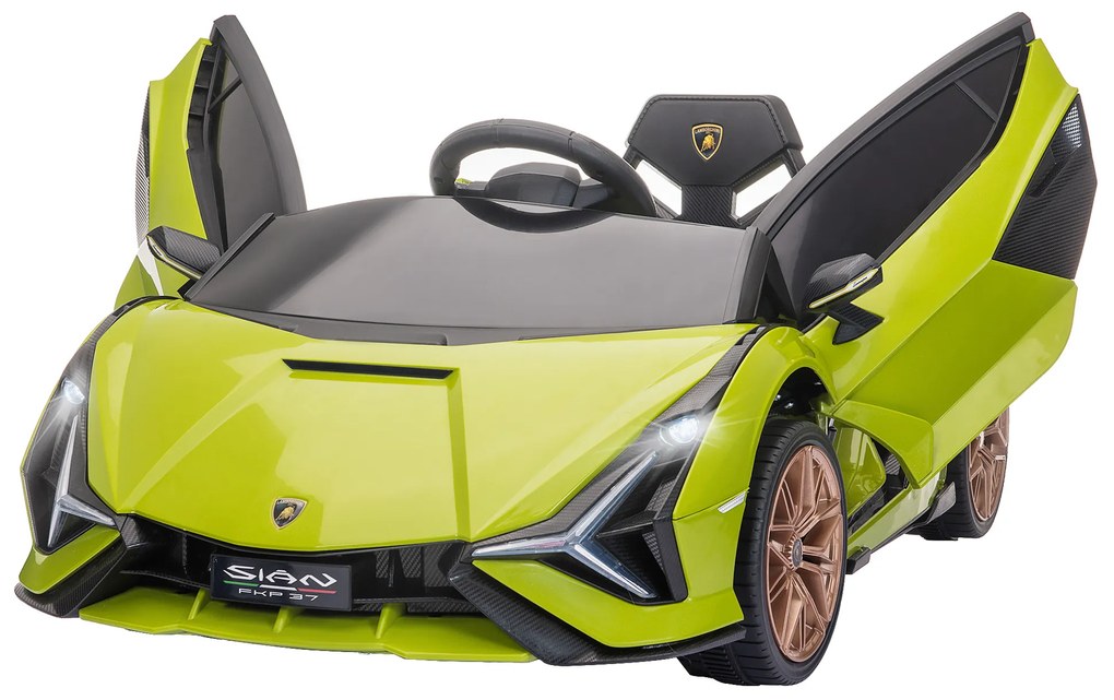 Masina electrica pentru copii 12V Lamborghini, telecomanda, viteza 3-8 km/h, 108x62x40cm, Verde HOMCOM | Aosom Romania