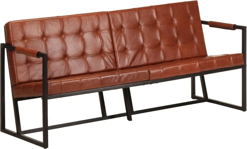 vidaXL Canapea cu 3 locuri, maro, piele naturală de capră