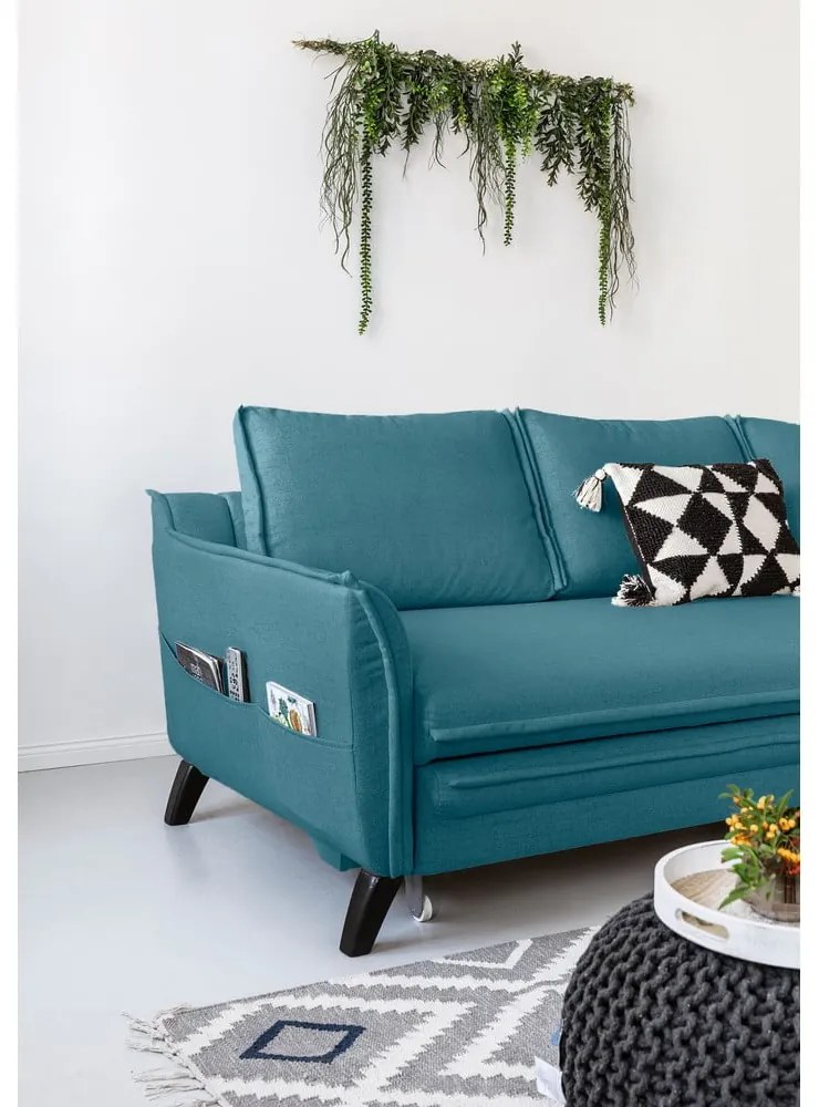 Colțar extensibil cu șezlong pe partea dreaptă Miuform Charming Charlie, turcoaz